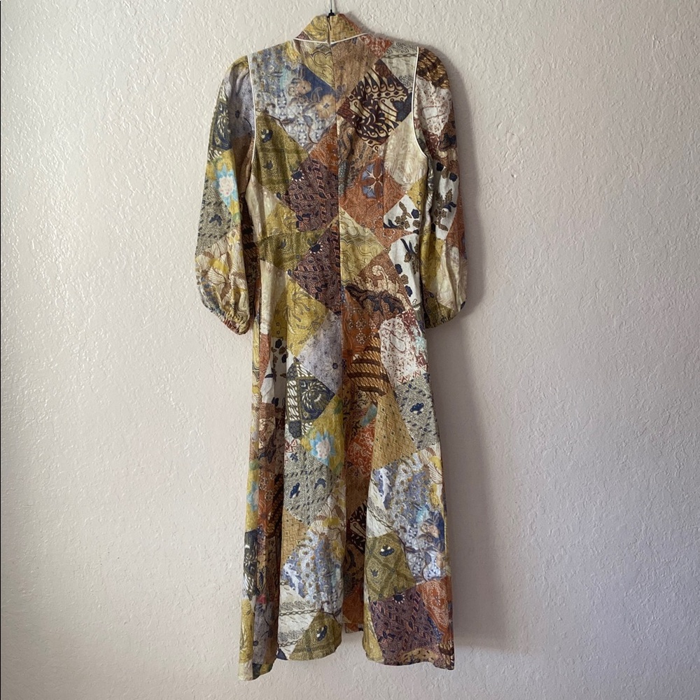 Zimmermann $895 Brightside Batik Belted Printed Linen Midi Dress Size 1 Mustard - Picture 6 of 12